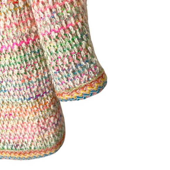 Emanuel Ungaro Confetti Colored Tweed Blazer Jacket Cream Metallic Pink size 12 - Picture 4 of 8